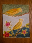 Obraz akwarela ptaki ręcznie malowane P. Paszkiewicz