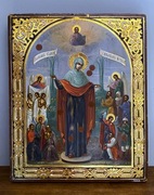 Ikona Matka Boża Radość Wszystkich Strapionych z monetami XIX w. 26,5 X 22