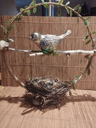 Stroik, dekoracja ptaszek na gałęzi 