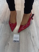 (41) ASOS Design/ Czerwone czółenka z odkrytą piętą z Londynu, NOWE 