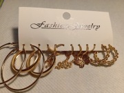 Kolczyki damskie 6 par kolor złoty