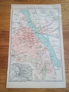 Stary Plan miasta Warschau , Warszawa 1885r ANTYK