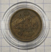#3020 Cejlon brytyjski 25 centów 1943 piękna!