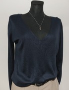Granatowy sweter w serek marki H&M używany rozmiar 34/36 oversize