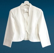 Damski elegancki bawełniany biały żakiet z długim rękawem bonprix 40/L