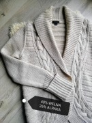 Sweter 40% wełna + 26% alpaka warkocze Ann Taylor S M L 36 38 40