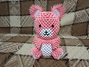 Duży Miś Różowy Origami Modułowe 3D