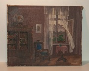 Stary obraz  Wnętrze Olej Sygnowany