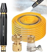 Zestaw wąż ogrodowy 15 m dysza wysokociśnieniowa mosiężna złączki nowy 