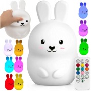 Kolorowa Lampka Nocna LED dla Dzieci – Silikonowy Królik