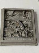 Relief,plaskorzezba wykonana z cyny Warsztat Slusarski 16,5cm./18,5cm.