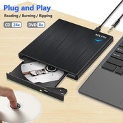 NOLYTH Napęd CD DVD, zewnętrzny napęd DVD USB C CD/DVD ROM nagrywarka 
