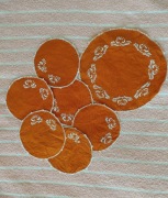 Serwetki lniane terakota komplet podkładki ozdoby haftowane Vintage Boho