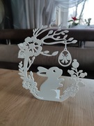 Zajączek wielkanocny ze stojakiem - biały/czarny