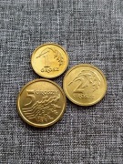 1 gr grosz  2 gr grosze i 5 gr groszy 2013 r RM Royal Mint. TRZY MONETY