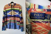 Kolorowa bluza z kapturem Polo Ralph Lauren, azteckie wzory, rozmiar M