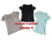 Zestaw 3x  bluzka damska z krótkim rękawem S 36