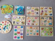 Drewniane puzzle widoczne na zdjęciach