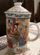 Zestaw do zaparzania herbaty-chińska sceną rodzajowa