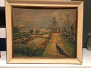 Obraz - druk „ogród kwiatowy z pawiem” Max Slevogt 1912r.