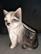 Ceramiczna figurka / osłonka na doniczkę Kot VINTAGE