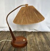 Lampa stołowa Temde drewno tekowe lata 60. vintage unikat