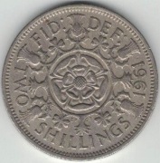 Wielka Brytania 2 szylingi two shillings (floren) 1961 28,4 mm - nr 5