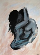 Akt obraz ręcznie malowany farbami akrylowymi 