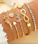 Zestaw pięciu złotych bransoletek