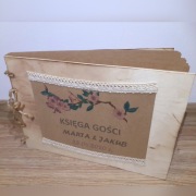 Drewniana Księga Gości handmade boho duża A4 70str