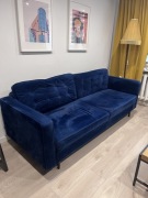 Sofa / kanapa 3 osobowa  rozkładana, welurowa, grantowa UŻYWANA