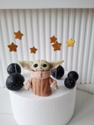 Baby Yoda ZESTAW figurka z masy cukrowej dekoracja na tort 3D topper