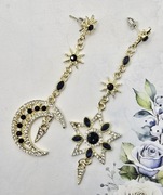 Księżyc gwiazda gwiazdki słońce asymetryczne złote kolczyki glamour