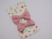 Spinki  KOKARDKI w różową kratkę ZESTAW 2SZT