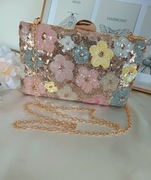 Torebka koktajlowa Kopertówka-Cekinowe kwiatuszki 