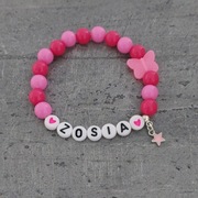 Bransoletka imię imienna z napisem koraliki zawieszka różowa 
