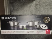 Nowy KOMPLET GARNKÓW ZE STALI NIERDZEWNEJ ESPERO 7-ELEMENTOWY AMBITION