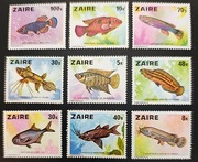 !!! ZAIR RYBY Z JEZIORA MALAWI 9szt... Kompletna Seria...CZYSTE**!!!