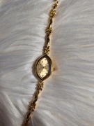 Złoty zegarek vintage floral damski bransoleta 