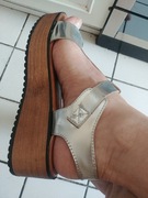 Sandalki srebrne,na platformie,rozmiar 37