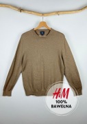 Sweter męski H&M 100% bawełna L ciepły brąz z długim rękawem na wiosnę