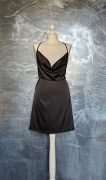 Czarna satynowa sukienka mini backless wiązana L/XL