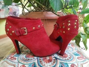 Botki- zlote ćwieki i klamry,rozm.38, eko- zamsz