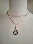 Naszyjnik handmade ze stali nierdzewnej pozłacanej z naturalnych kamieni 