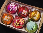 bombki prl szklane kolorowe bańki okrągle ozdoby choinkowe vintage 