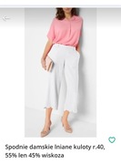 Spodnie damskie lniane kuloty r.40, 55% len 45% wiskoza