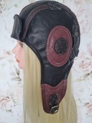 Skórzana czapka pilotka unisex 