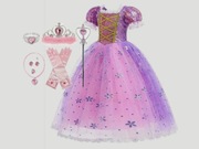 NOWY 104 110 Strój Księżniczka Roszpunka Akcesoria Sukienka Suknia BAL