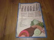 Kalendarz ścienny 1990 owoce warzywa porady PRL VIntage