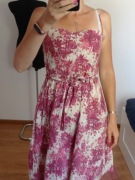 Letnia bawełniana sukienka Orsay na ramiączkach różowo biała S/M kod174